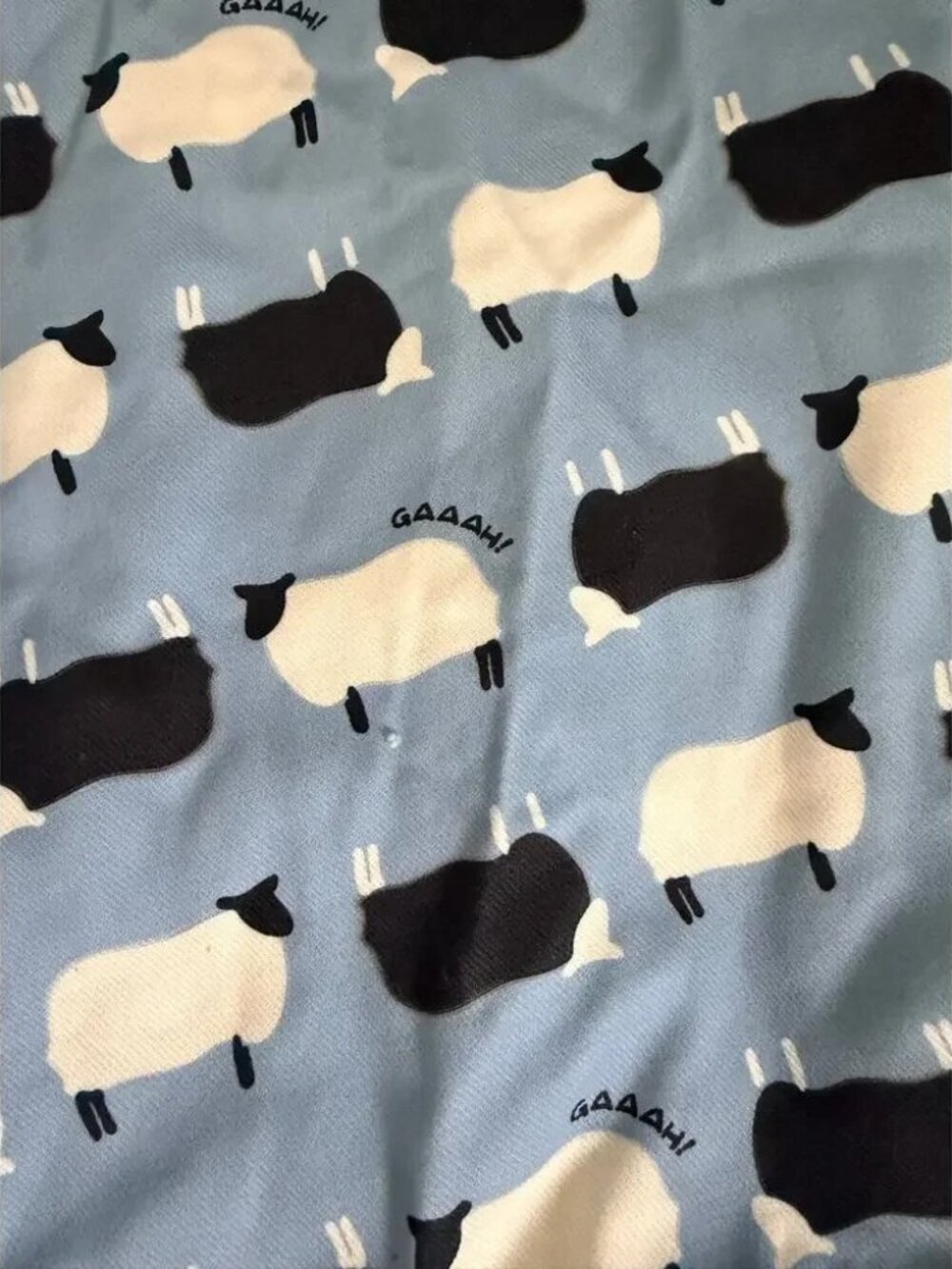 Lisa Says Gah!  Sheep Print Midi Dress Blue Ruffle Collar Size M - Picture 3 of 3